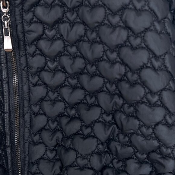 My Mum Made It Quilted Heart Puffer Jacket Coat Cropped Winter Fall Crop Bomber - Picture 3 of 6